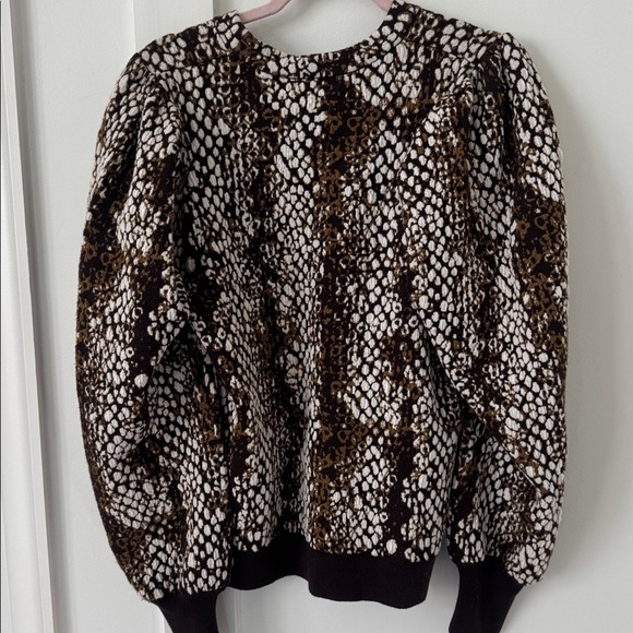 Ulla Johnson Gemma Pullover knit sweater brown Blanc Python Wool puff sleeve S - Picture 8 of 12